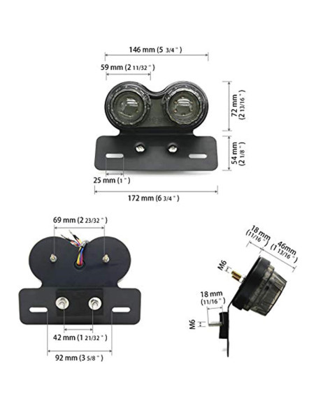 Luz Trasera LED WELNENT 12V Impermeable para Motocicletas
