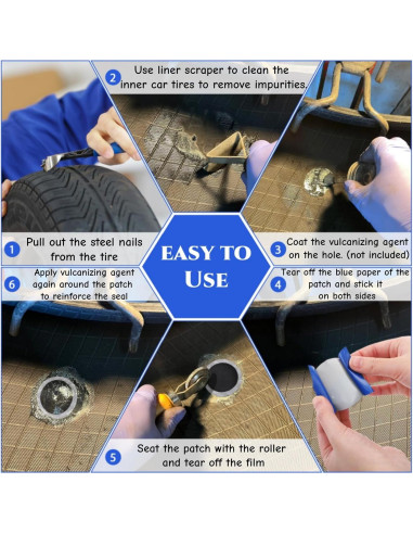 80 Parches de Reparación de Neumáticos Acshio 58mm Caucho