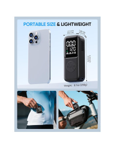 Mini Bomba Eléctrica de Bicicleta GPUTEK 120 PSI con Manómetro 2