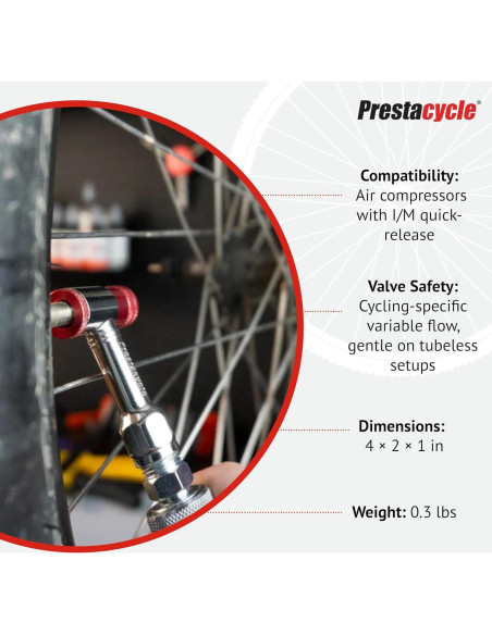 Prestacycle Prestaflator Mini Pro - Inflador de Neumáticos de Bicicleta