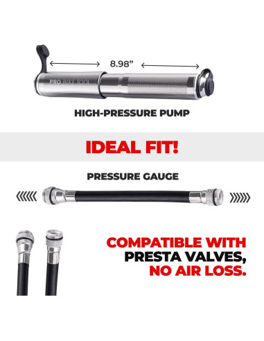 Bomba de Bicicleta Mini Pro Bike Tool con Manómetro 100 PSI