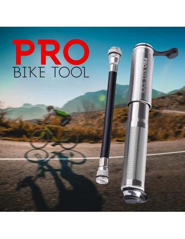 Bomba de Bicicleta Mini Pro Bike Tool con Manómetro 100 PSI
