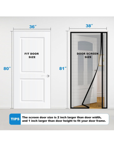 Puerta de Pantalla Magnética HOMWMPA 36x80 cm Gris