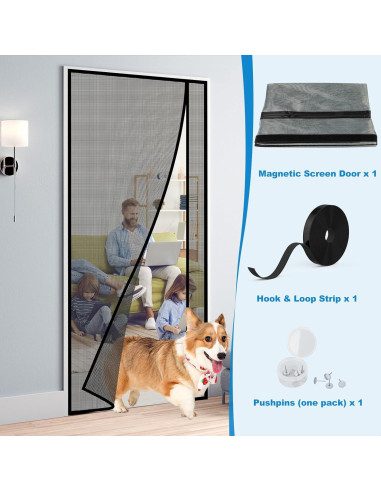 Puerta de Pantalla Magnética HOMWMPA 36x80 cm Gris