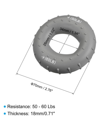Fortalecedor de Agarre de Mano uxcell 50-60 Lbs Silicona Gris