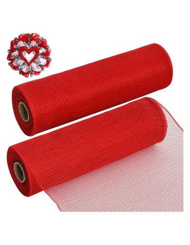 Cinta Decorativa de Malla Roja TONIFUL 10 cm x 6 m 2 Rollos
