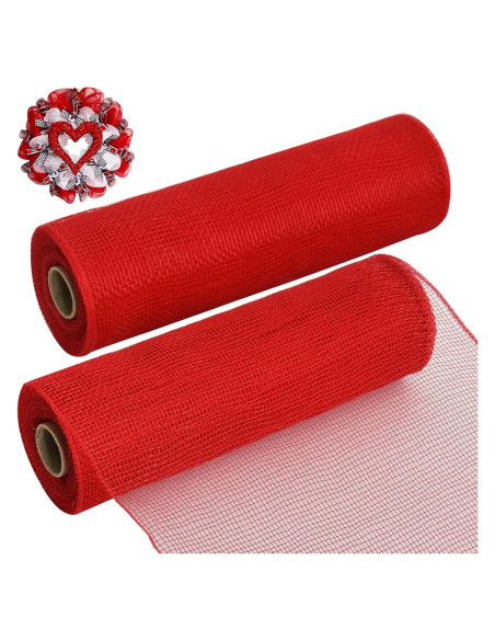 Cinta Decorativa de Malla Roja TONIFUL 10 cm x 6 m 2 Rollos