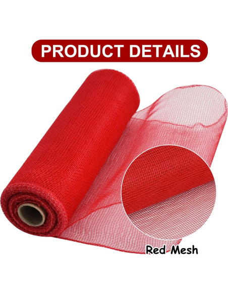 Cinta Decorativa de Malla Roja TONIFUL 10 cm x 6 m 2 Rollos