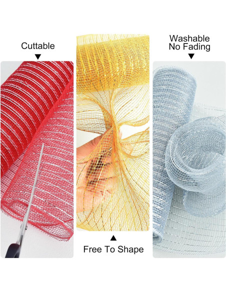 Cinta Decorativa de Malla Roja TONIFUL 10 cm x 6 m 2 Rollos