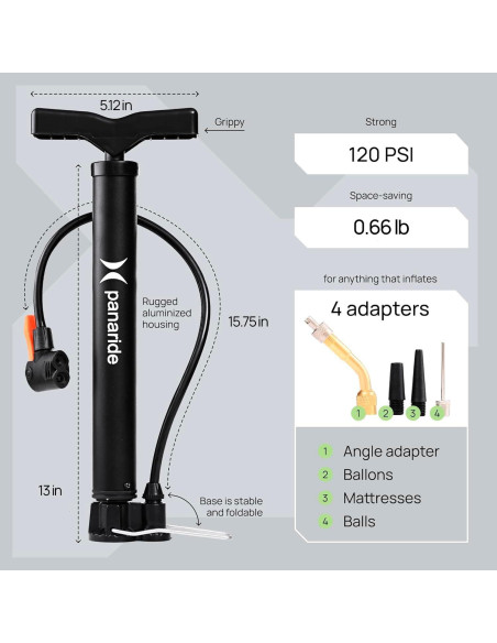 Bomba de Bicicleta de Pie Panaride - Inflador 120 PSI