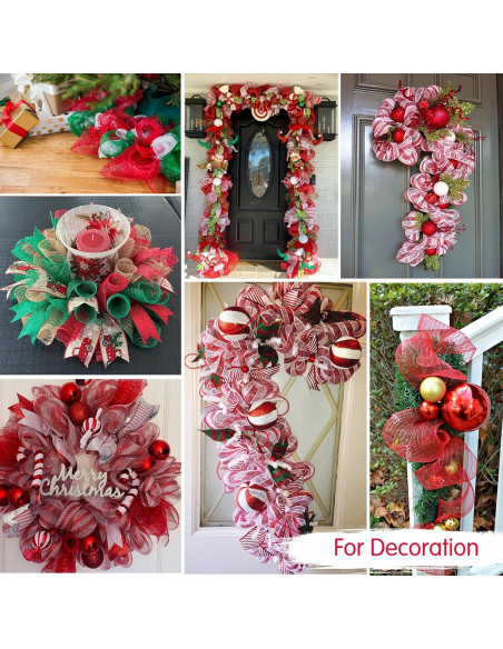 Cinta Decorativa de Malla Roja TONIFUL 10 cm x 6 m 2 Rollos