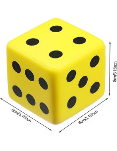Dado de Esponja PU Amarillo 8cm - Juego y Educación 2