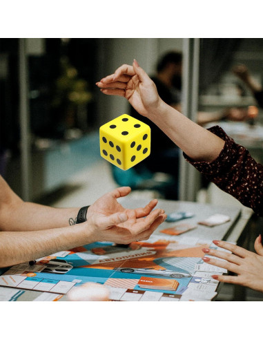 Dado de Esponja PU Amarillo 8cm - Juego y Educación