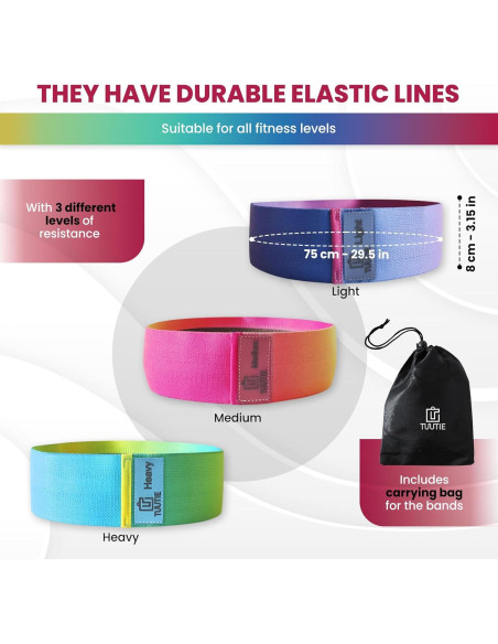 Bandas de Resistencia TUUTIE - 3 Niveles para Ejercicio