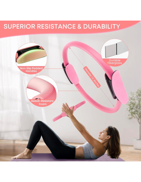 Kit de Pilates 13 Piezas DSUMD Rosa para Entrenamiento en Casa