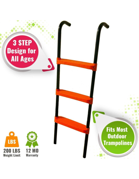 Escalera de Trampolín N1Fit 3 Pasos 101.6cm Antideslizante