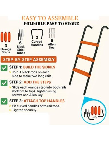 Escalera de Trampolín N1Fit 3 Pasos 101.6cm Antideslizante