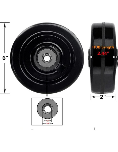 Rueda Fenólica 6" Genérico 1200 kg Rodamiento 1/2"