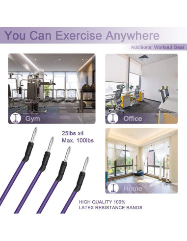 Banda de Resistencia de Pedal Sanmily 4 Tubos Antideslizante