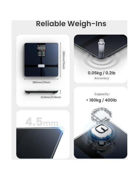 Escala Inteligente RENPHO Elis 2X - Bluetooth, 13 Métricas