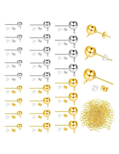 780 Piezas Studs de Pendientes Hicarer en Oro y Plata