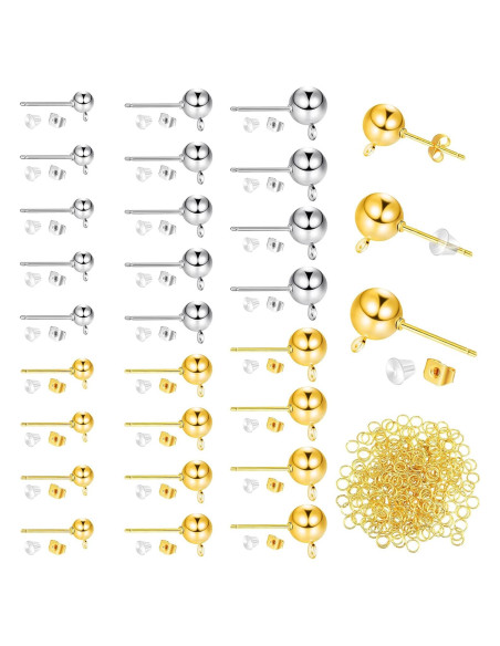 780 Piezas Studs de Pendientes Hicarer en Oro y Plata