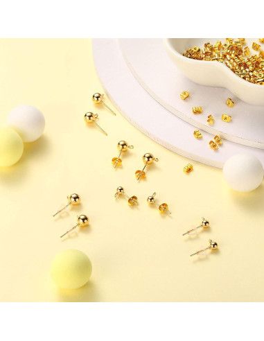 780 Piezas Studs de Pendientes Hicarer en Oro y Plata