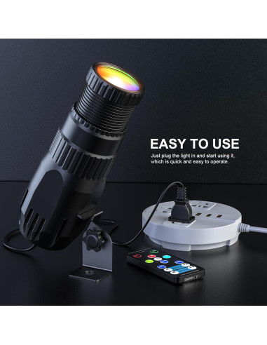 Foco LED RGBW 10W Queenfavor Mini Pinspot Inalámbrico Negro