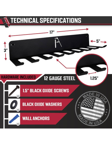Estante de Almacenamiento de Gimnasio Omega Iron American 9 Ganchos