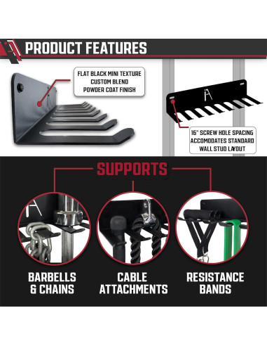 Estante de Almacenamiento de Gimnasio Omega Iron American 9 Ganchos