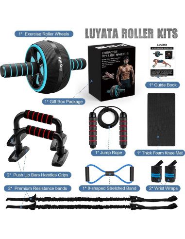 Kit de Rueda de Abdominales Luyata 10 en 1 con Accesorios