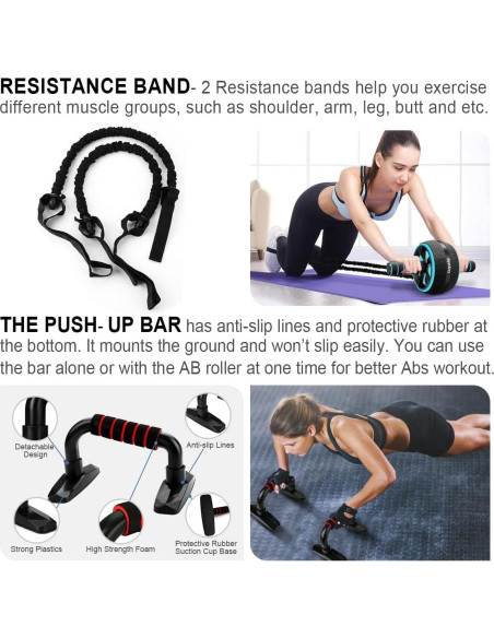 Kit de Rueda de Abdominales Luyata 10 en 1 con Accesorios