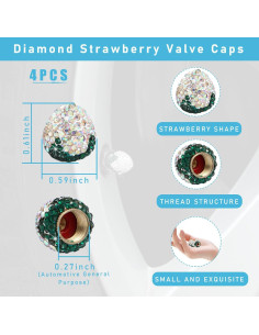 Ziciner Tapones de Válvula de Neumático en Forma de Fresa - 4 Piezas 2