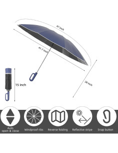 Paraguas Invertido KAYLEINSTER Azul Haze Automático Plegable UV 2