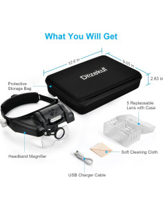 Lupa de Auriculares Dilzekui 14X con Luz LED Recargable 2