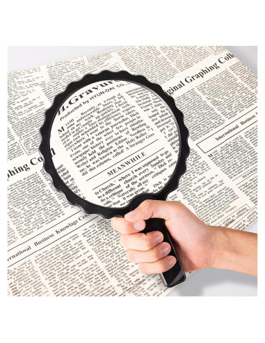 Lupa de Mano HEMONNKAM 5X 6.1" Acrílico Negro para Lectura