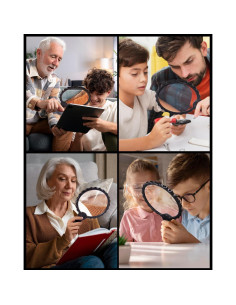 Lupa de Mano HEMONNKAM 5X 6.1" Acrílico Negro para Lectura 2