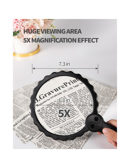 Lupa de Mano HEMONNKAM 5X 6.1" Acrílico Negro para Lectura Lupa de Mano HEMONNKAM 5X 6.1" Acrílico Negro para Lectura