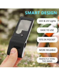 Lupa de Joyero Rongon con Luz LED y UV 3X 10X 55X 2