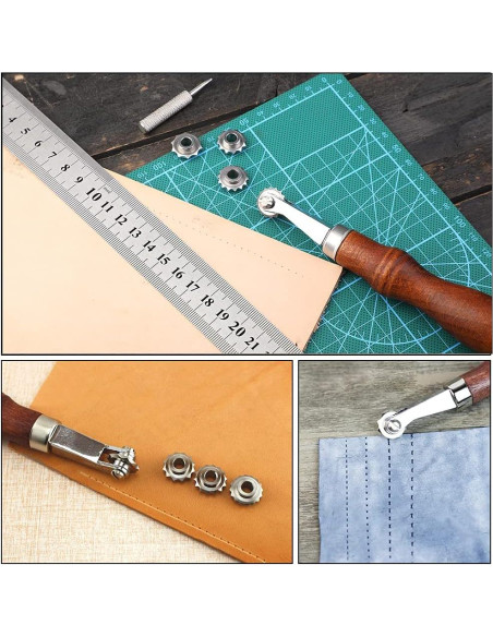 Juego de Herramientas de Costura de Cuero Jmuiiu con 3 Ruedas