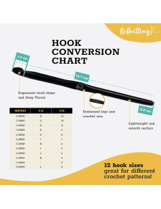 Set de Ganchillos BeKnitting 12 Piezas Aluminio Carbón 2