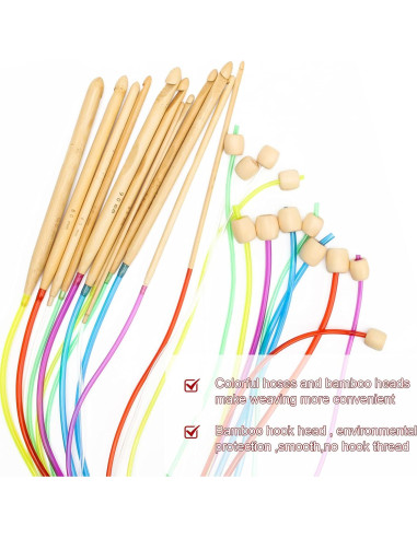 Juego de Agujas de Crochet Tunecino AHIER 23 Piezas 2-10mm