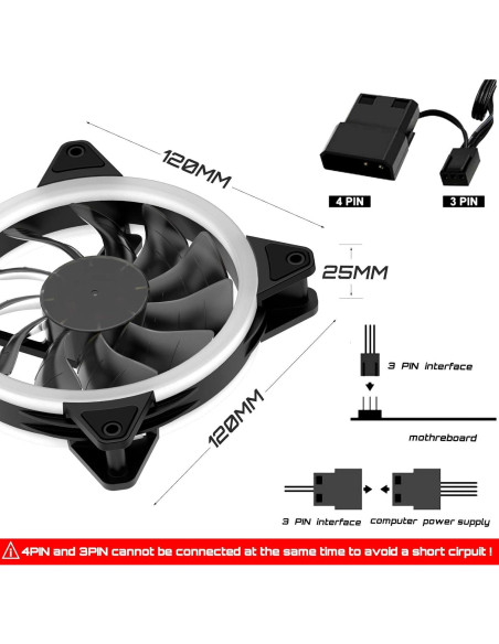 Ventilador LED 120mm upHere Silencioso RGB Triple Pack