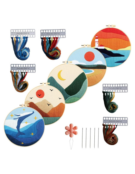 Kit de Bordado CMINAUS para Principiantes - 5 Sets Naturaleza