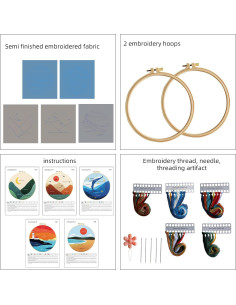 Kit de Bordado CMINAUS para Principiantes - 5 Sets Naturaleza 2