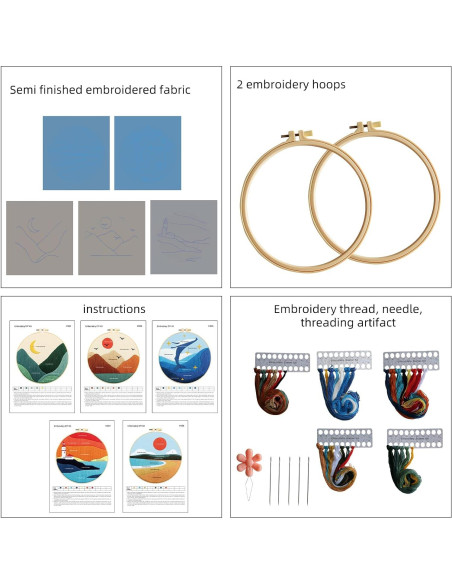 Kit de Bordado CMINAUS para Principiantes - 5 Sets Naturaleza