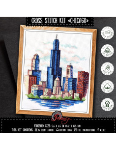 Kit de Bordado a Mano Povitrulya Chicago - Punto de Cruz 14 Cuentas 2