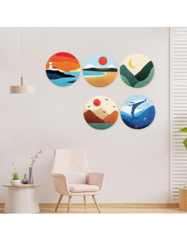 Kit de Bordado CMINAUS para Principiantes - 5 Sets Naturaleza