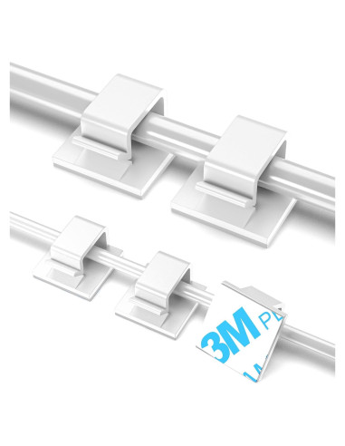 100 Clips Adhesivos para Cables TidyHelper Blancos - Pequeños y Grandes