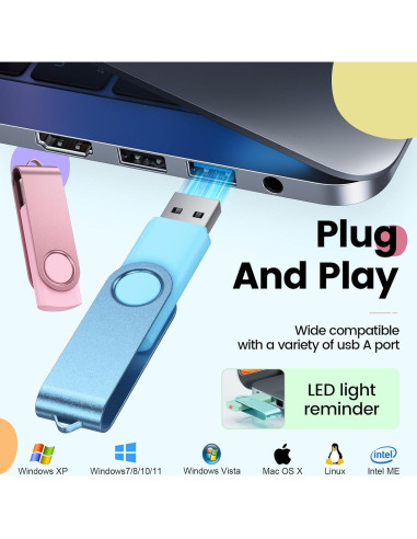 Kepmem Paquete 10 Unidades USB 2.0 16GB Flash Giratorio